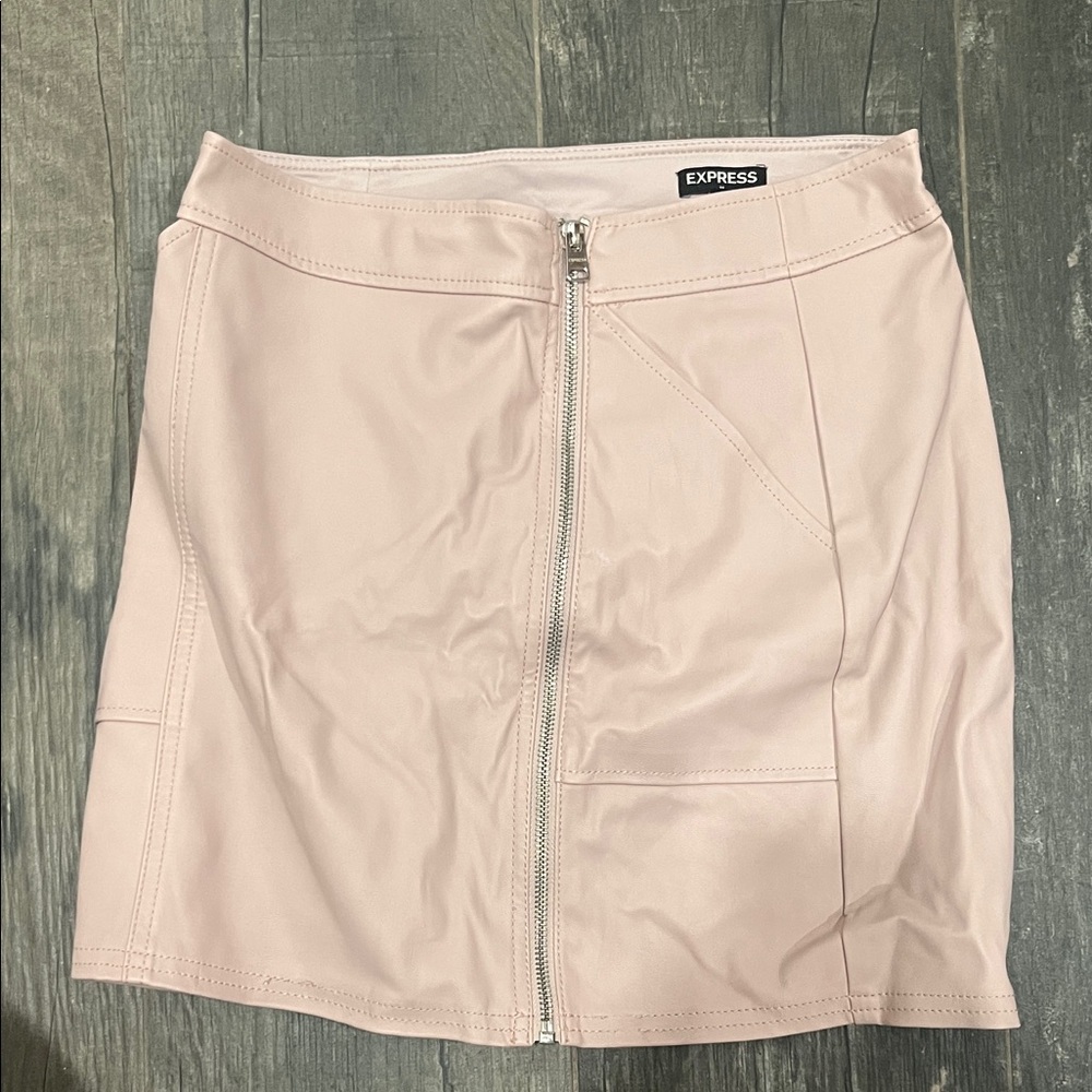 Express Baby Pink Zipper Faux Leather Mini Skirt